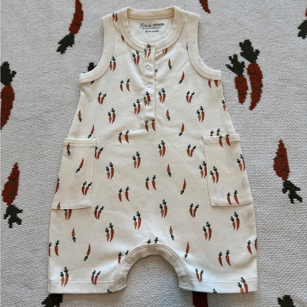 Fin & Vince Carrot Print Baby Romper